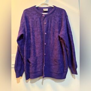 Purple floral vintage knit cardigan